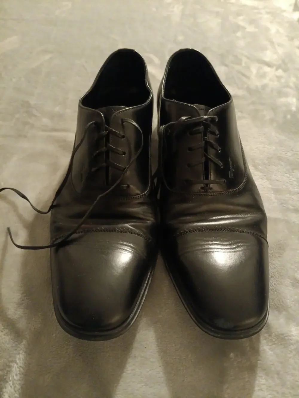 Salvatore Ferragamo Men’s Black Cap Toe Oxford Dress Shoes Size 10 D Leather